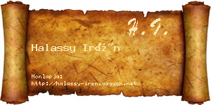 Halassy Irén névjegykártya